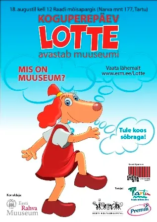 Reklaamplakat koguperepäevale "Lotte avastab muuseumi"